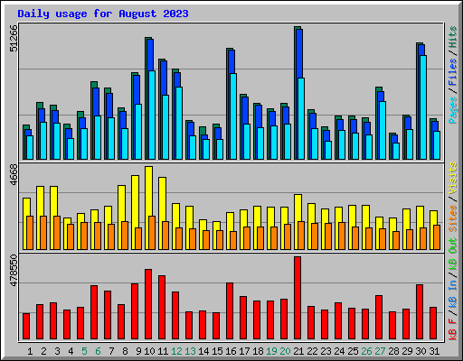 Daily usage for August 2023